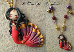 Oriental dancer mermaid polymer clay by Nakihra