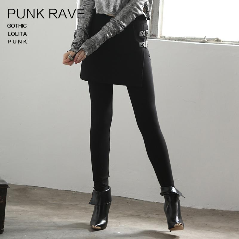 设计师品牌PUNK RAVE冬季新品 假两件裙裤 显瘦打底裤女秋冬