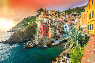 Riomaggiore village on the Cinque Terre coast of Italy,Europe