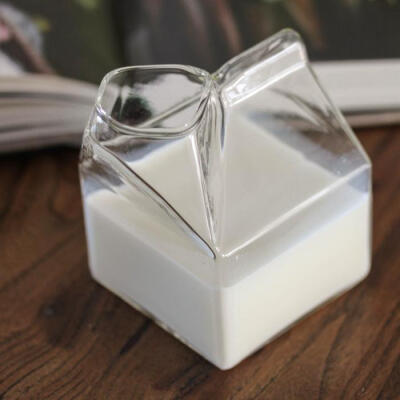 环保高硼硅玻璃创意美国牛奶盒玻璃杯 牛奶杯简约奶盒杯 300mlRF1