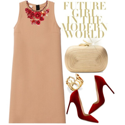 A fashion look from August 2014 featuring straight dresses, high heel pointed toe pumps and real leather purses. Browse and shop related looks.