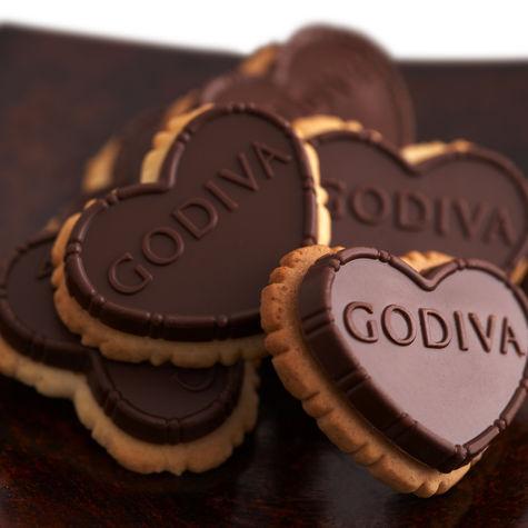 微亏本高迪瓦godiva歌帝梵心形黑巧克力饼干、榛子饼干条盒装