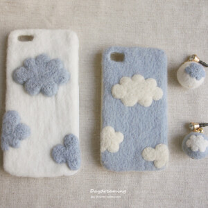 定制    【云之国】白日梦原创萌软手工云朵毛毡iphone手机壳防尘塞新版