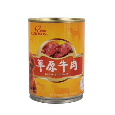 宠物狗湿粮 狗罐头 路斯 狗狗零食 优+ 草原牛肉罐头 375g 狗食品