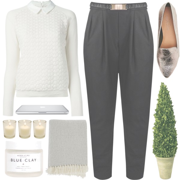 A fashion look from December 2014 featuring white tops, crop pants and vegan shoes. Browse and shop related looks.