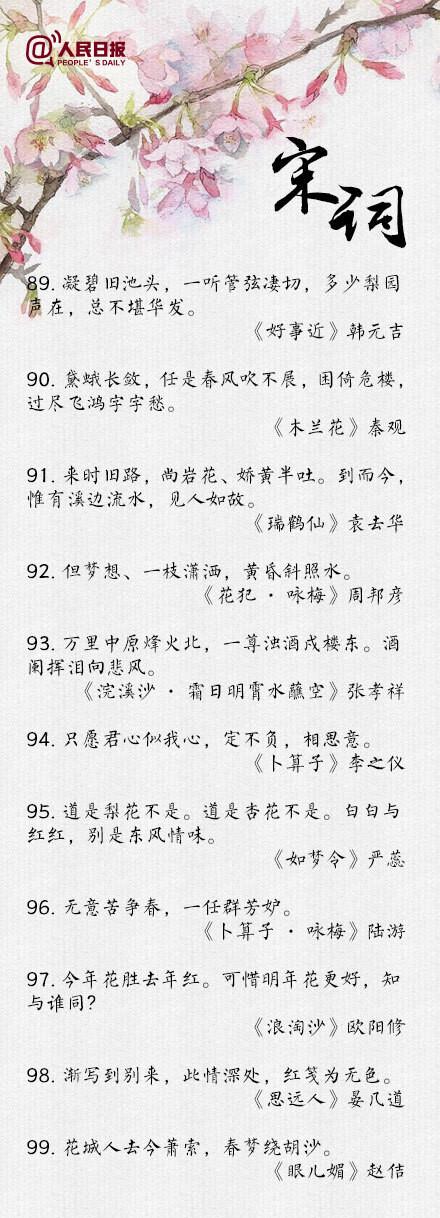 千年宋词 经典99句~~ 此去经年,应是良辰好景虚设。便纵有千种风情,更与何人说？ 学习。