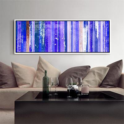 无框画客厅装饰画帆布画简约现代 抽象紫蓝彩条独家设计波普loft