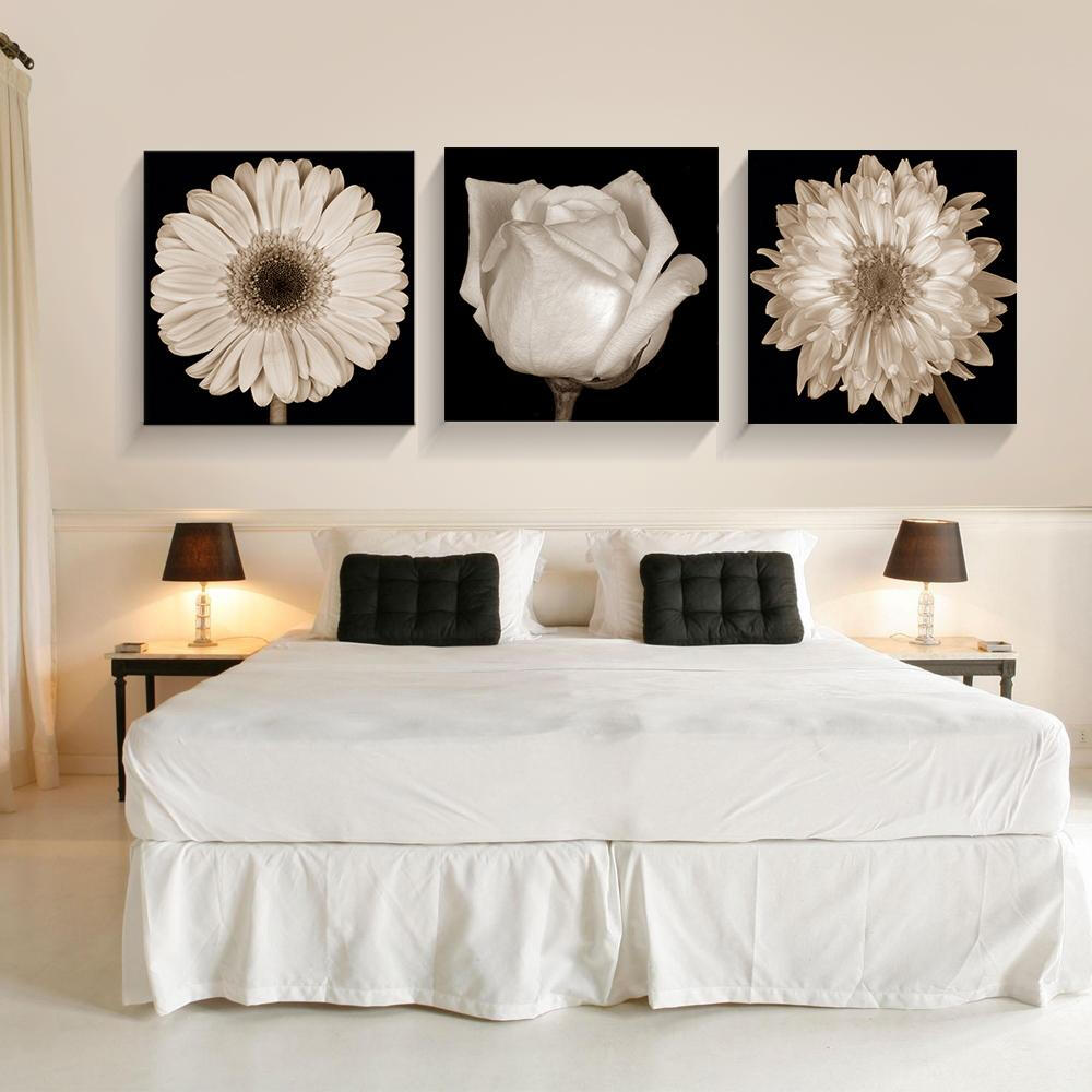 黑白花卉现代简约客厅装饰画卧室挂画沙发背景墙壁画无框家居画