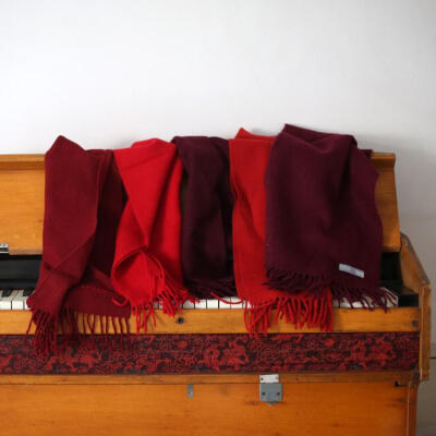 vintage 古着红色系文艺羊绒围巾