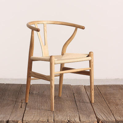 现代中式餐椅北欧宜家 日式田园藤艺手工编织凳子 水曲柳实木餐椅