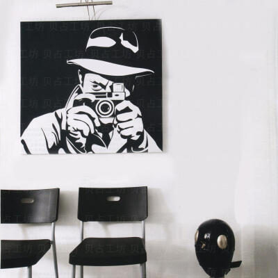 福尔摩斯 单幅现代客厅装饰画壁画餐厅办公室挂画墙画无框画黑白