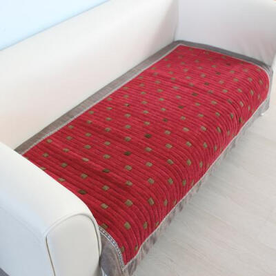 雪尼尔沙发垫 布艺坐垫 沙发套巾 飘窗垫 床前垫 红绒格包边特惠