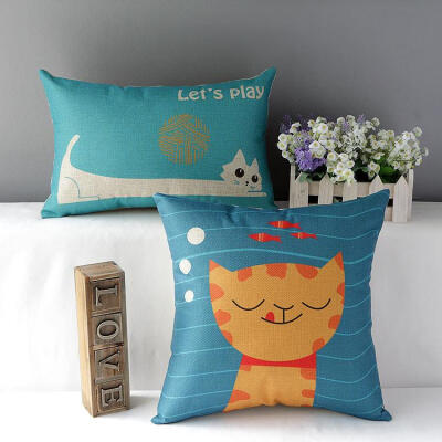 猫北欧韩式靠垫棉麻抱枕办公室沙发垫靠枕护腰含芯爆款