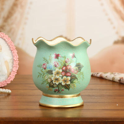田园家居饰品摆件欧式复古花瓶创意陶瓷器花插工艺品摆设餐桌花瓶