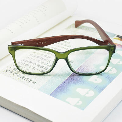 柠檬镜 TR90眼镜架木脚全框复古绿色文艺范 男女款近视镜架 