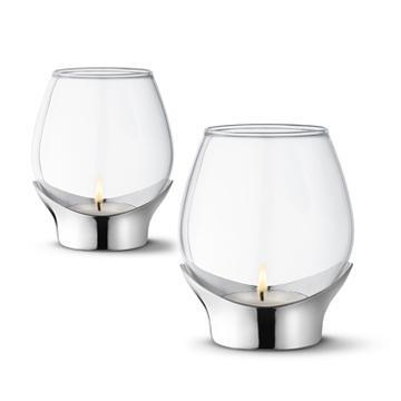 丹麦Georg Jensen Grace Tealight 2pcs 玻璃水滴 烛台 小号 2件