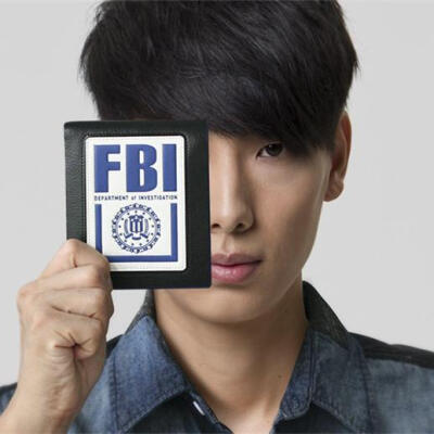 惊蛰潮男女真皮牛皮短款对钱包钱夹 FBI创意礼品