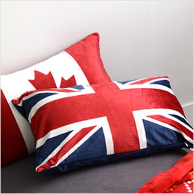 秋韩国英国米字旗加拿大美国国旗毛绒细绒面靠垫靠枕
