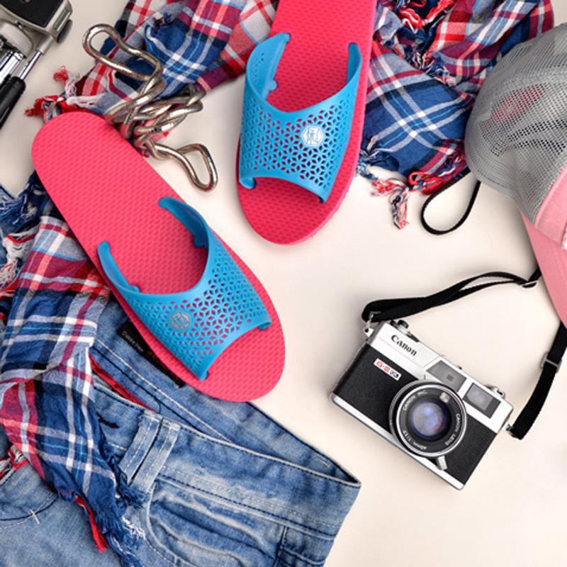 ideashow现代美学vcut漾彩复古拖鞋台湾传统蓝白拖