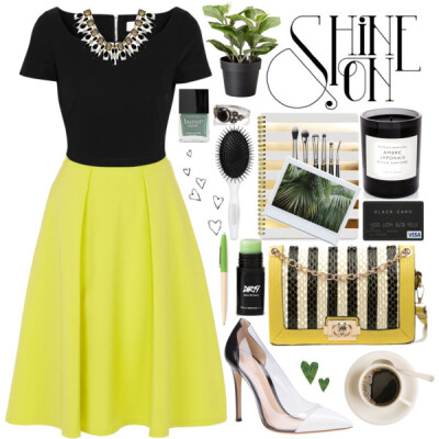 A fashion look from May 2014 featuring crop top, green skirt and pointed toe pumps. Browse and shop related looks.