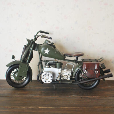 精品。手工制。vintage 二战哈雷WLA型 复古铁皮车模摆件男友礼物