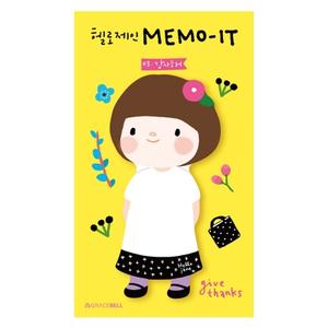韩国gracebell 彩页卡通造型备忘录便利贴 memoit 粉色发夹女孩