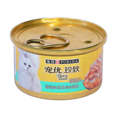 宠优珍致精选金枪鱼肉及银鱼猫罐头85g 宠物猫咪零食 湿粮鲜封包