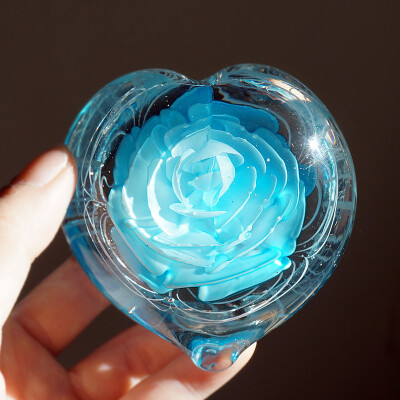 蓝色玫瑰 手工玻璃制作