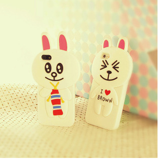 iphone55s手机壳 苹果5s保护套 二代表情兔LINE卡通风熊大硅胶套