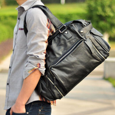 时尚男包 韩版男士手提包单肩包斜挎包 休闲皮质旅行包 潮