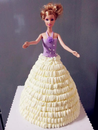 雪莉姐姐手工蛋糕白色芭比Barbie生日节日婚礼动物奶油蛋糕湖州