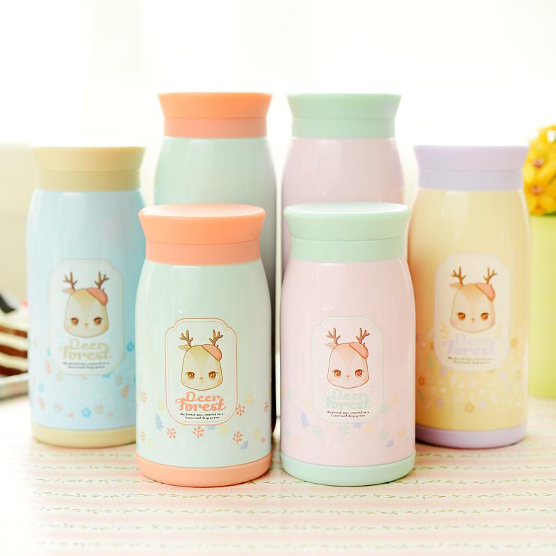 韩版鹿儿森林真空不锈钢双层女士可爱儿童保温瓶大肚杯