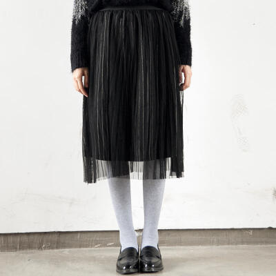 「衣笃」冬季半身裙女蕾丝原创设计假两件套复古文艺范A字裙