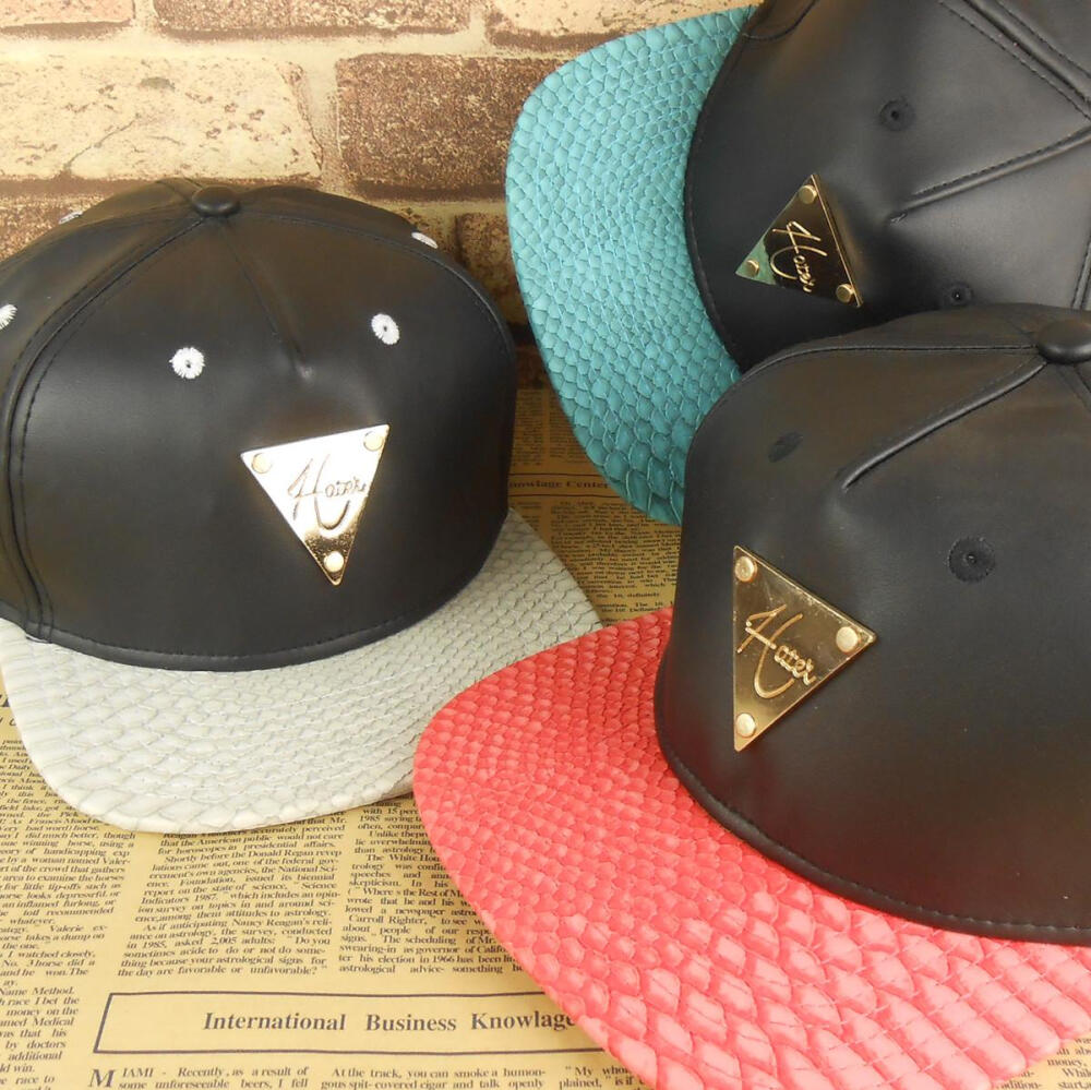 邓紫棋GEM hater snapback同款黑白皮质棒球帽嘻哈帽平沿帽子潮帽