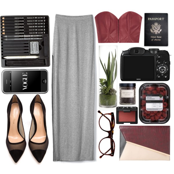 A fashion look from January 2015 featuring bustier tops, victoria secret maxi skirt and black suede shoes. Browse and shop related looks.