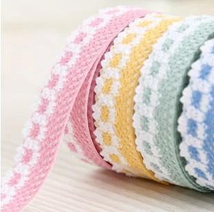 韩国文具双色复古花边蕾丝胶带 田园风相册胶布贴纸 布艺碎花贴饰