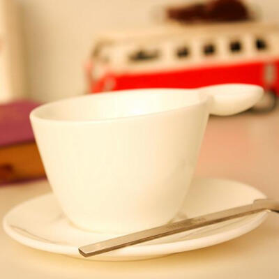 zakka北欧简约意式咖啡杯碟套装 英式奶茶杯3件套 创意陶瓷马克杯