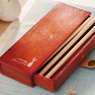 韩国文具 创意原木本子木笔盒 zakka自然风便携文具收纳原木盒