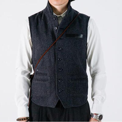 ROARINGWILD 14AW MAVERICK WNVEST 深灰色毛呢马甲 男 秋冬