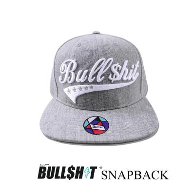 BULLSHIT snapback 欧美街头潮流平沿棒球帽 经典系列 灰 白logo