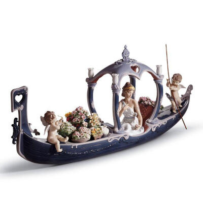 限量 西班牙Lladro LoveRomanticism雅致工艺品 划船 34X74cm