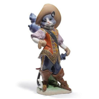  西班牙Lladro Fantasy雅致工艺品 穿靴子的猫 12X22cm