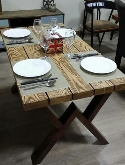 餐桌 榆木餐桌 loft美式复古做旧餐桌椅 实木餐桌饭桌咖啡桌定做