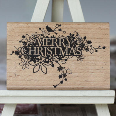 DIY卡片贺卡 橡皮章橡皮印章 圣诞花鸟图章christmas 花纹