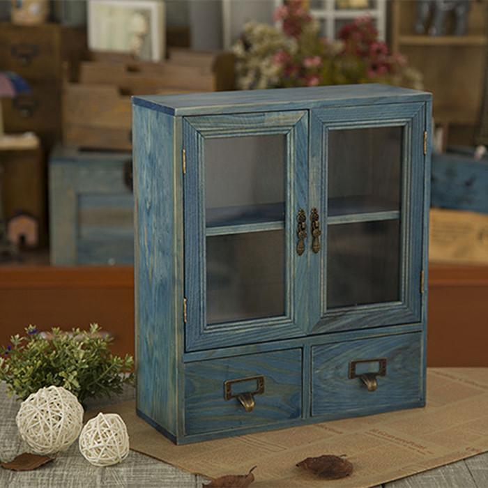 创意收纳柜zakka杂货 实木做旧旧木 复古橱柜 展示柜子木制工艺2