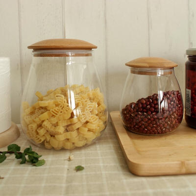 唯自然zakka 透明玻璃储物罐蘑菇型耐高温储藏罐密封罐干货收纳罐
