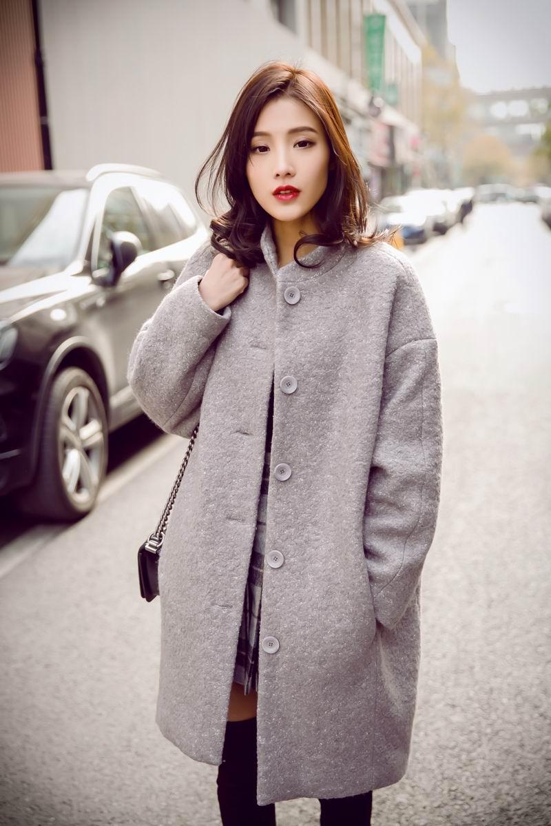 TOKANRIN 高端定制秋冬女装巴厘岛夹棉中长款呢子加厚大衣女