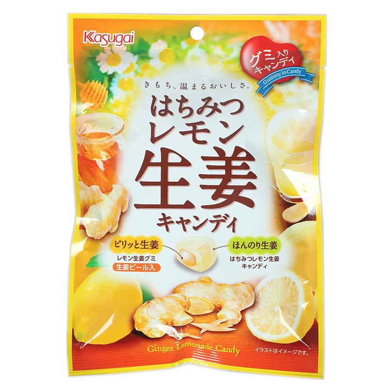 日本进口糖果 春日井KASUGA 柠檬生姜蜂蜜夹心润喉糖95g2248