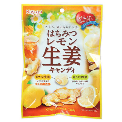 日本进口糖果 春日井KASUGA 柠檬生姜蜂蜜夹心润喉糖95g2248