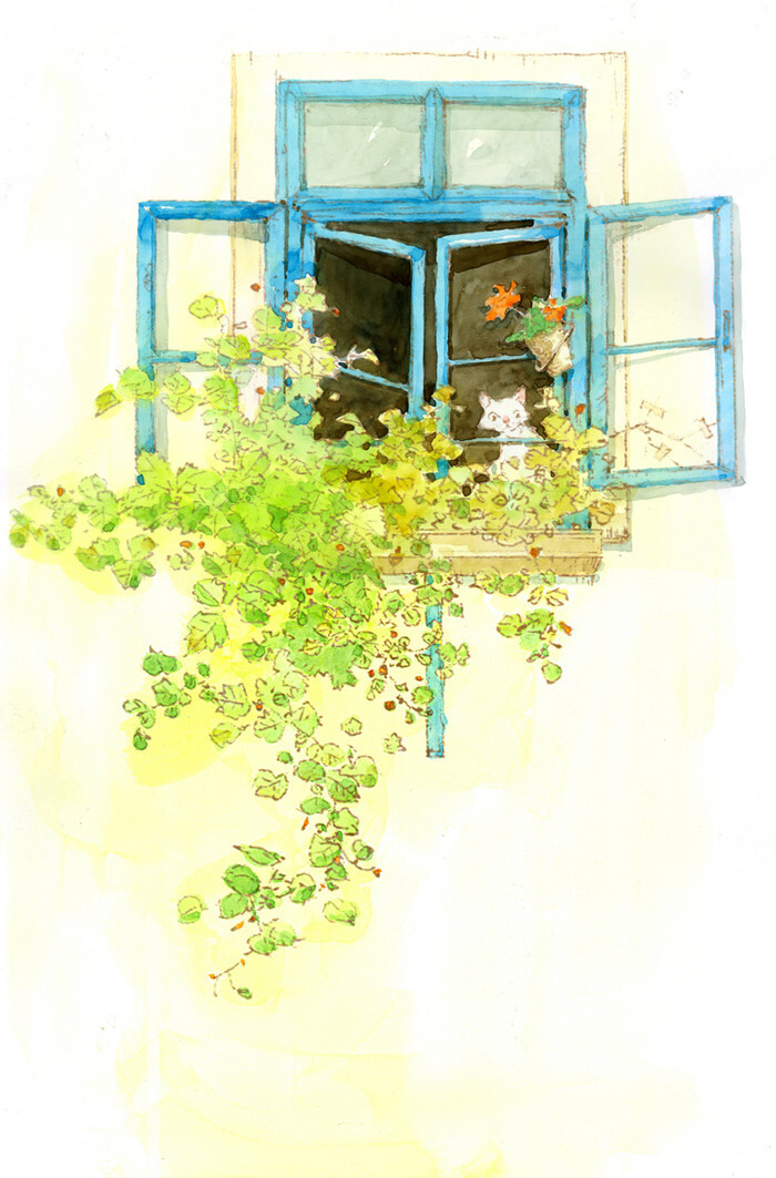 谁也看不见的阳台可乐狗涂鸦王国插画